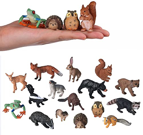 JOKFEICE Kleine Tierfiguren für Kinder, 16 STK. realistische Waldtiere, Babyfiguren, Waldtiere, Lernspielzeug für Wissenschaftsprojekte, Kuchenparty Dekoration