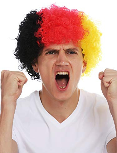 WIG ME UP - MMAM-15M Perücke Karneval Afro Fan-Perücke Fußball WM Deutschland Schwarz Rot Gold
