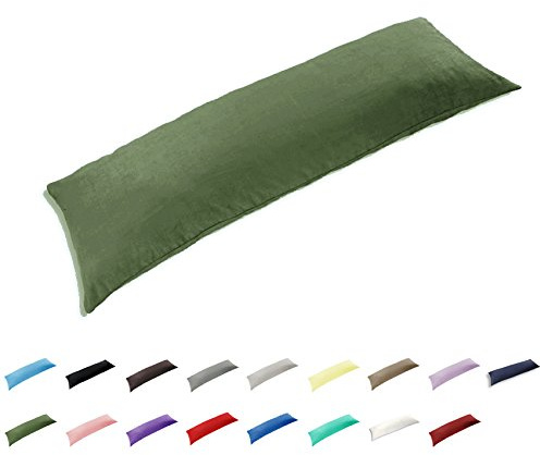 Gyulin Federa per cuscino in 100% cotone a 300 fili, stile busta, 1,2 m, senza cerniera, solo federa, senza inserto, 51 x 122 cm, verde oliva