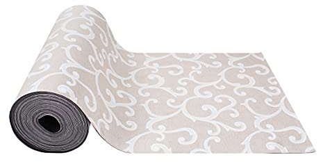 SaRani Tappeto Guida Passatoia Corsia Cucina Gomma Antiscivolo Ghirigori Foglie Beige (325x50 cm)