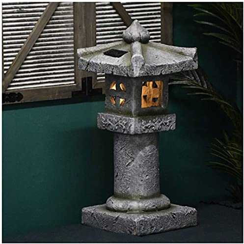 LSHAOBO Japanese Garden Solar Decorative Lights, 25.6 Inch Garden Zen Tower Lantern Lawn Sculpture
