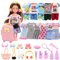 Miunana 29 Kleidung Schuhe Zubehör für 6 Zoll 15 cm Puppen, 1 Koffer 4 Kleider 2 Oberteile 2 Hose 2 Schuhe 18 Zubehör für Puppen