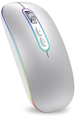 cimetech Rechargeable Wireless Mouse, Dual Mode Mouse-Silver