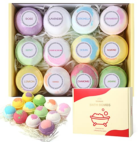 12 Badebomben, reich an ätherischem Öl, Sheabutter, Kokosöl, sprudelnde Feuchtigkeit für trockene Haut, Spa, Blasenbad, Weihnachten, Valentinstag, Geschenk für Frauen