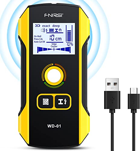 Leitungssucher Ortungsgerät 6 in 1 Stromleitungsfinder - Metalldetektor Kabelfinder Stud Finder Leitungssuchgerät Stromleitungsfinder mit LCD Anzeige & Sprachansage für AC Spannungs Metall Holz