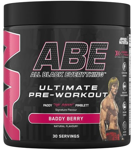 Applied Nutrition ABE Pre Workout - All Black Everything Pre Workout Powder, Energy & Physical Performance with Citrulline, Creatine, Beta Alanine (375g - 30 Servings) (Baddy Berry)