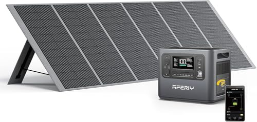 AFERIY Générateur Solaire 2400W avec 400W Panneau Solaire, 2048Wh Batteries LiFePO4, Sorties AC 220V-240V, Panneau Solaire Pliable avec Ports USB, IP65, pour Camping/Maison/Domicile