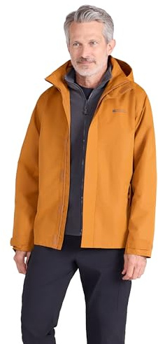 Mountain Warehouse Fell 3-in-1 Herren-Outdoor-Jacke - wasserdichte, atmungsaktive Regenjacke, Multifunktions-Outdoor Herren-Jacke, Camping-Jacke, Frühling, Sommer Dunkel-Orange X-Large