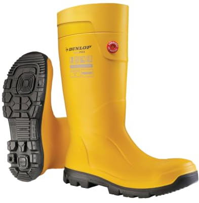Dunlop Purofort TerraPRO - Unisex full säkerhet sneaker passform vattentäta arbetsstövlar, gula, värmeisolerade och halkfria gummistövlar med stålhätta för utomhus- och industriell användning - EU 46,