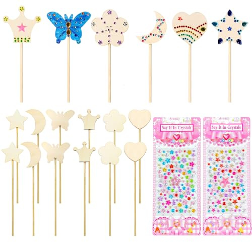 TYXHXTF 12 Pezzi Creativi per Bambini, Lavoretti Creativi, Farfalle per Legno Fai da Te, Artigianato in Legno, Principessa Bambina, Regalo di Compleanno, per Natale, per Bambini
