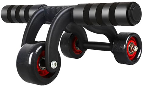 KDAMGOQE Ab Roller Wheel Ab Roller 3 Wheels Non-slip Heavy Duty Low Noise Abdominal Wheel with Kneeling Mat and Braking Board Unisex Deodorant Breathable Handle Domestic Gym Equipment