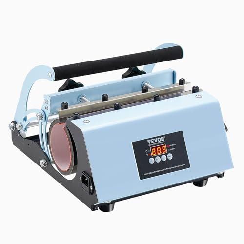 VEVOR Presse à Chaud pour Tasses 32,5-89 cL, Presse pour l'Impression de Tasse 75-87 mm de Diamètre, Machine de Sublimation avec Papier de Sublimation, pour Transférer Images sur Mug Gobelet, Bleu