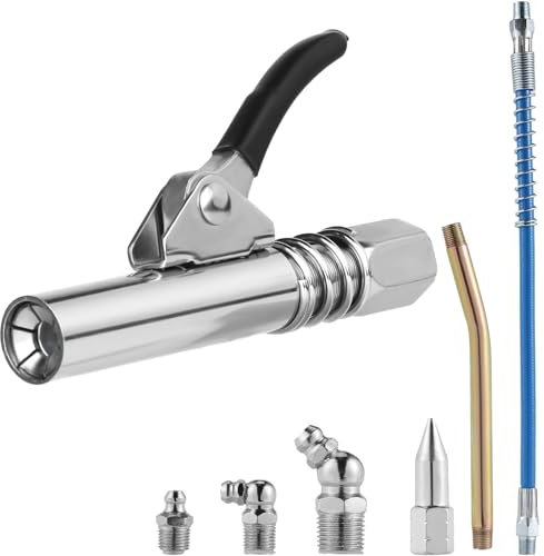 Woedpez 10000PSI Acoplamiento de Prensa de Engrase Con Accesorios De Mango Fácil De Bloquear Acoplamiento Rápido Para Prensas De Engrase NPT 1/8 Pulgadas