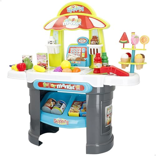 ColorBaby My Home 47966 - Supermercato Giocattolo My Home con Scanner, Luce e Suono, Dimensioni 66 x 25 x 68 cm, Include Oltre 40 Accessori, Tenda per Bambini, Gioco educativo per Bambini +3 Anni