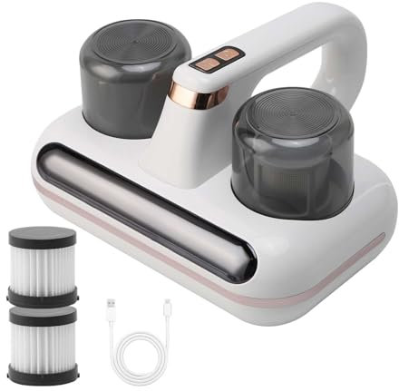 Ruspela Mattress Cleaner LED Screen Handheld Vacuum Cordless 10Kpa Ultrasonic UV Lamp Mattress Cleaning Machine Dust Mites Remover with 2 Filters 80000 Vibration for Bed Sofa Carpet