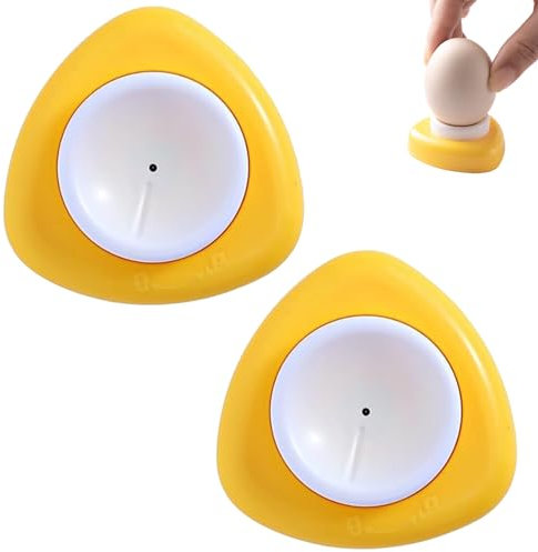 WOLMIK Lot de 2 perforateurs d'œufs pour œufs à la coque, perforateur semi-automatique pour œufs à la coque, outil de perçage d'œufs de cuisine sûr et facile pour œufs durs et crus, blanc et jaune