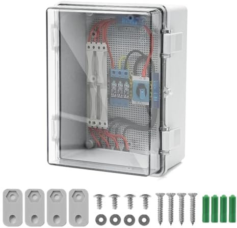 Wasserdichte Anschlussdose IP65, Aufputz Verteilerkasten aus ABS, Transparente Kabelbox mit Schloss und Montagezubehör, Feuchtigkeits-, UV- und Korrosionsbeständig für Innen-und Außenbereich, 19*13*9