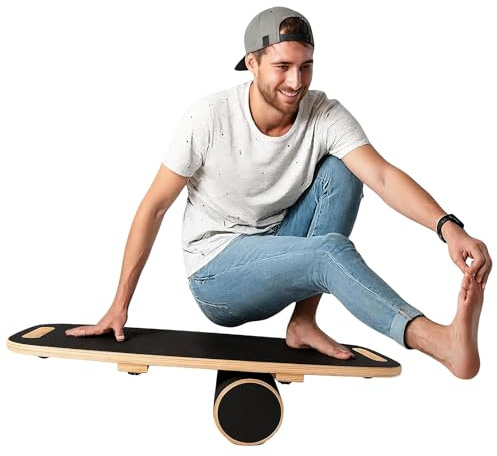 Balance Board for Adults | Wobble Board with Adjustable Stoppers - 3 Different Distance Options | Wooden Balance Boards for Improve Balance, Surf Trainer & Physical Therapy