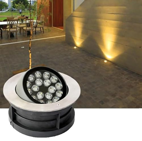 Luminaires extérieurs enterrés - Lampe de Jardin LED encastrée au Sol, Lampe sur Pied étanche IP67 à Angle réglable, Lampe de Jardin Ronde en Acier Inoxydable, projecteur de pelouse encastré (Blanc,
