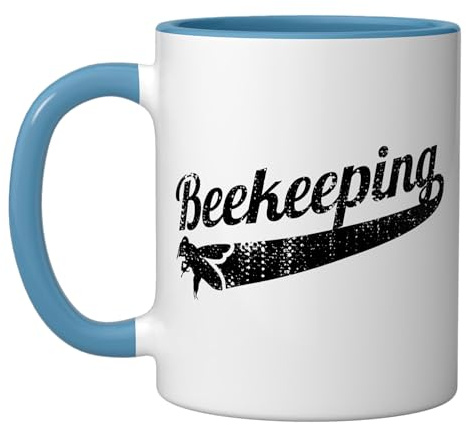 Beekeeping Apiculturist Honeybee Ceramic Mug, Blue/White