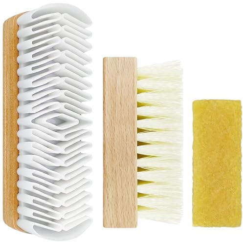 FrostyFlair 3-delad mocka borste set för skor, mocka skoborste, Nubuck läderrengöring, skoborste, mocka Nubuck rengöringsborste för skor