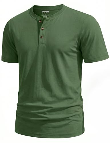 TACVASEN Camiseta Henley Camisetas Manga Corta Hombre Algodon Ropa Hombre Verano Basica Cuello Redondo Tshirt Casual Vintage Ropa de Trabajo Antisudor