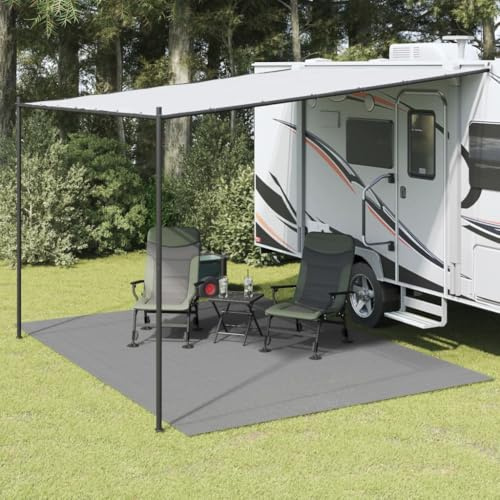 kithwjll Alfombra para tienda de campaña, 4 x 3 m, poliéster con revestimiento de espuma de PVC, lona antideslizante para camping y exterior, plegable, resistente a los rayos UV, transpirable