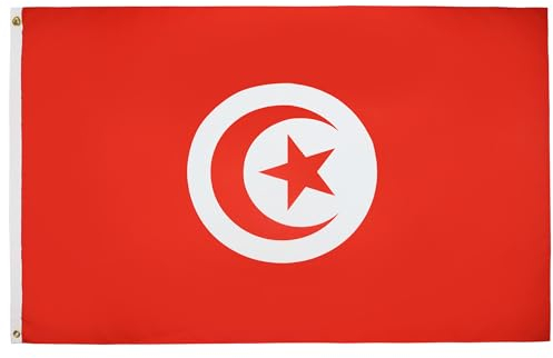 AZ FLAG - Flagge Tunesien - 90x60 cm - Tunesische Fahne 100% Polyester mit Messing-Ösen - 50g