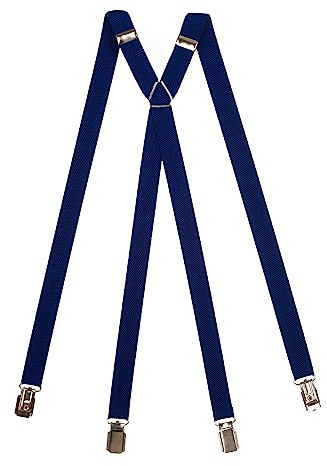 Olata Bretelle Unisex a X, Sottili, Incrocio in Metallo, 20 mm | Bretelle a X da 20 mm regolabili con clip robuste e incrocio in metallo; sostegno sicuro per il lavoro o abiti eleganti.