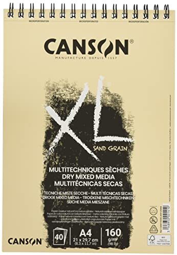 CANSON XL® Sand Grain, naturfarbener Zeichenblock mit sandpapierartiger Oberfläche, DIN A4, 40 Blatt, 160 g/m²