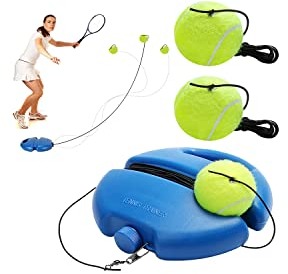 WOKICOR Tennis-Trainer Tennistrainer Set Trainer Baseboard Set mit 2 Rebound Ball, Selbststudium Übungs-Trainingswerkzeug Tennistrainingsausrüstung für Solotraining Erwachsener (Blau)