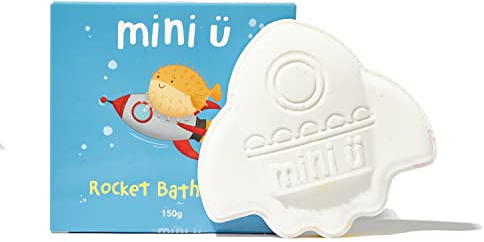 Mini U Rocket Bath Bomb, Bath Fizzer with Shea Butter to Moisturise, Vegan & Cruelty Free, White, Red & Yellow Flame Tail