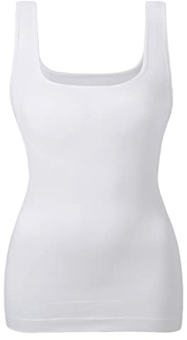 EUYZOU Women's Tummy Control Shapewear Tank Tops Seamless Square Neck Compression Tops Slimming Body Shaper Camisole-White L