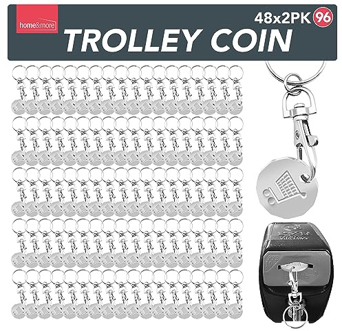 SOL 96pk Trolley and Locker Coin - UK Pound Token Keyring for Shopping Trolleys - Durable Metal Shopping Token with Key Clip