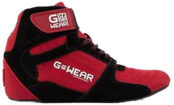 Gorilla Wear Gwear Pro High Tops Red/Black - Bodybuilding and Fitness Shoes with Logo Lightweight Comfortable Perfect for Gym Sports Strength Training, red Black, 8 UK