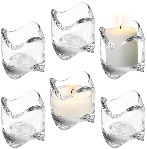 Royal Imports Tea Lights Votive Candles Holders (Set of 6), 2 in. Glass Candle Cups, Wedding Table Centerpiece, Home Decor, Party, Dinner & More