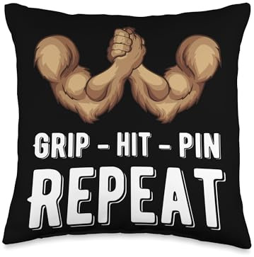 Arm Wrestler Tournament Combat Competition Grip-Hit-Pin Throw Pillow, 16x16, Multicolor