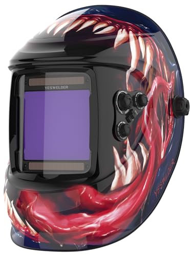 YESWELDER Careta Soldar de Color Verdadero, 10X9cm Pantalla Grande Careta Soldar Automatica Batería Solar Reemplazable, 4 Sensores de Arco, Sombra Amplia 4/5~9/9~13 para TIG MIG ARC Cut Grind