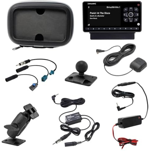 SRS SATELLITE RADIO SUPERSTORE UTV Installation Kit with Onyx EZR SiriusXM Satellite Radio Receiver, Polaris Ride Command Direct Audio Adapters, Works with Polaris RZR, Ranger, Can-Am and Other UTVs