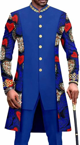 Dashiki Pour Hommes Africain Ensemble 2 Pièces Chemise Pantalon Costume Formel Tenues Traditionnelles Coupe Slim Costume Survêtement Pour Fête De Mariage Vêtements À La Mode