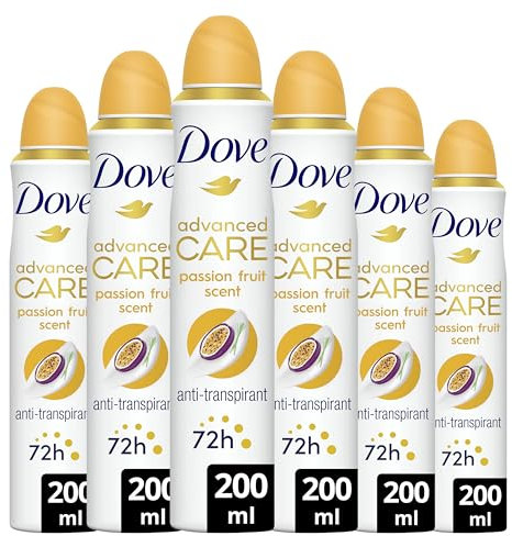 DOVE - Deodorante da donna Advanced Care Frutto della passione e citronella - Spray antitraspirante - 72 ore di protezione (confezione da 6 x 200 ml)