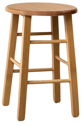OKAFFAREFATTO MADDALONI Sgabello basso da bar in legno con seduta rotonda h 47 cm noce chiaro gamba dritti