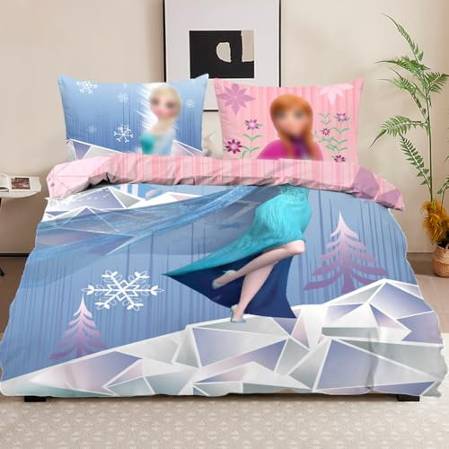 WAVATA Bettwäsche Set für Kinder und Erwachsene, Cartoon Drucken Kinderbettwäsche, Niedlich Cartoonartig Bettwäsche inklusive Bettbezug (200x135cm) und Kissenbezügen (80x80cm) (C)