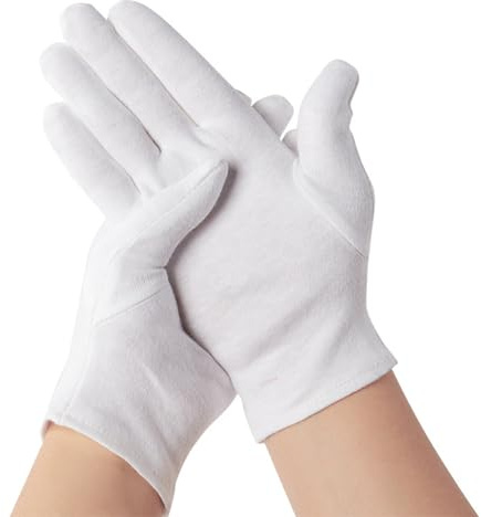 Esshogo 3 paia di guanti in cotone, guanti in dermatite atopica, guanti in cotone con tollerabilità della pelle certificata, per la cura della pelle, il lavoro quotidiano, ecc., M, bianco