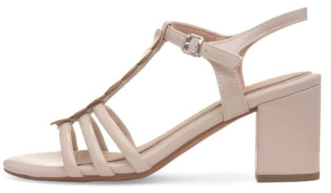 MARCO TOZZI by Guido Maria Kretschmer Damen Sandalen mit Absatz Elegant Blockabsatz, Beige (Ivory patent), 40 EU