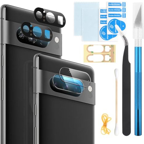 RongZy 2 Piezas Cámara Vidrio Trasera Lente Compatible con Google Pixel 8 Pro Cristal de la Objetivo Posterior Reemplazo Kit de Reparación