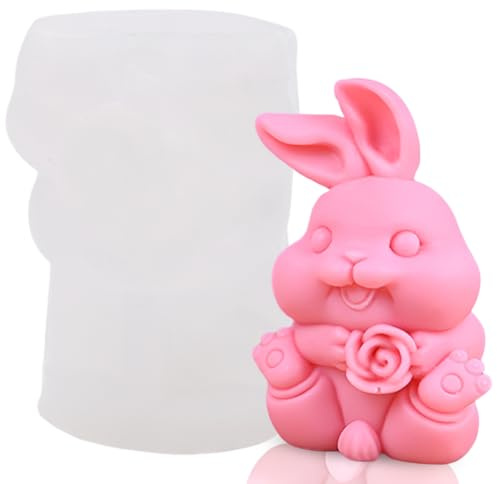 XNAUVOI Stampo in Silicone per Candela Coniglio Pasquale, Stampi per Candele in Silicone Pasqua, 3D Coniglietto Candela per Candele, per Realizzare Candele, Sapone, Resina, Ornamenti