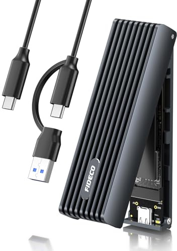 FIDECO Case SSD M.2 NVMe, USB 3.2 Gen 2 10Gbps Adattatore NVMe USB, SSD M2 NVMe per NVMe PCIe M-Key/M+B Key, Design Sandwich, Supporto UASP e TRIM, Installazione senza attrezzi