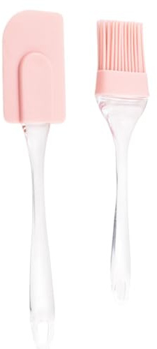 Set de Espátula y Pincel de Silicona | Utensilios de Cocina Resistentes al Calor | Antiadherentes y Aptos para Lavavajillas | Ideal para Repostería y Cocina (rosa)