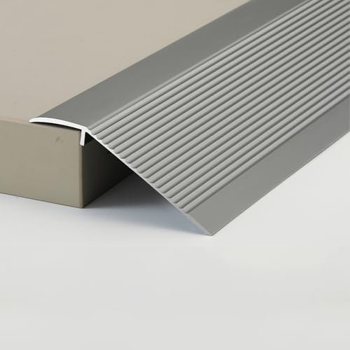 Tira De Umbral 10cm Extra Ancho Perfil De Transición De Aluminio, Reductor De Umbral Para Puerta De Entrada Portales, Perfil De TransicióN Compensador Para Suelo Con Desnivel(Grey,900cm(90x10))